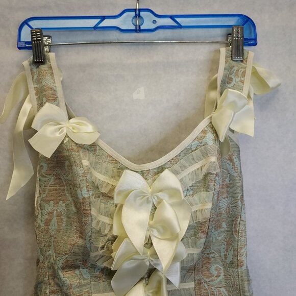 Fredericks of Hollywood Corset Bustier SZ Large Lace Up Jacquard Steampunk Fairy - Picture 5 of 16